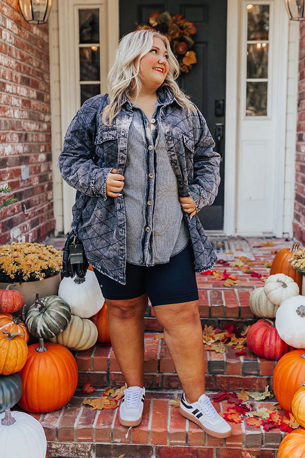 Premium Campfire Stories Waffle Knit Button-Up | Grey Curves Edition