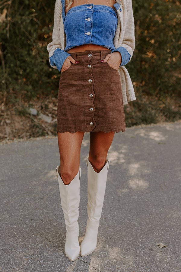 Ultimate Chocolate Sienna High Waist Corduroy Mini Skirt - Premium Style