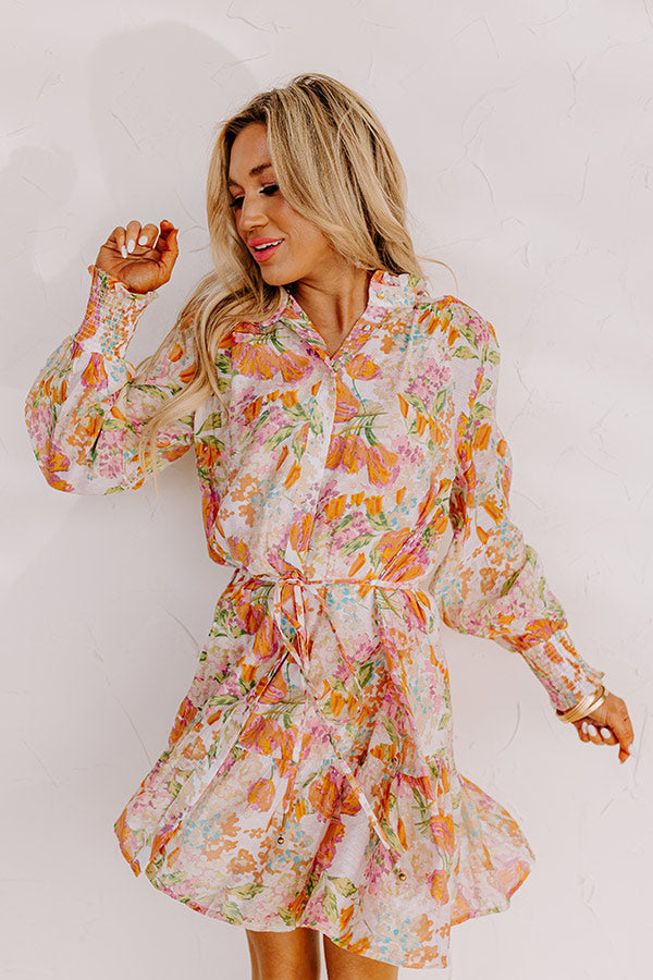 Ultimate Floral Paradise Dress - Beige & Colorful