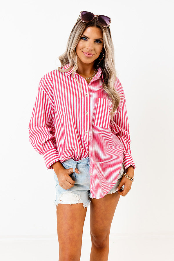 Premium Hot Pink Boating Stripe Shirt - Ultimate Water-Ready Style