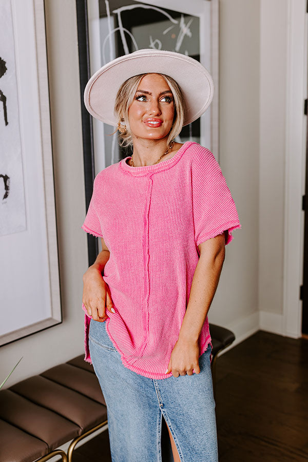 Ultimate Comfort Waffle Knit Top - Soft Pink