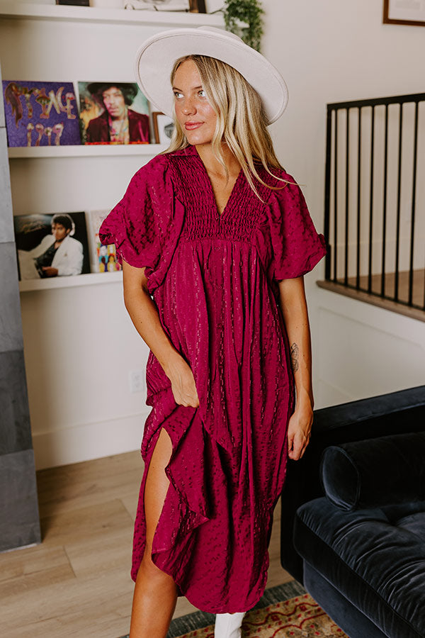 Premium Wine Tasting Ready Midi Dress in Sangria - Ultimate Fall Style