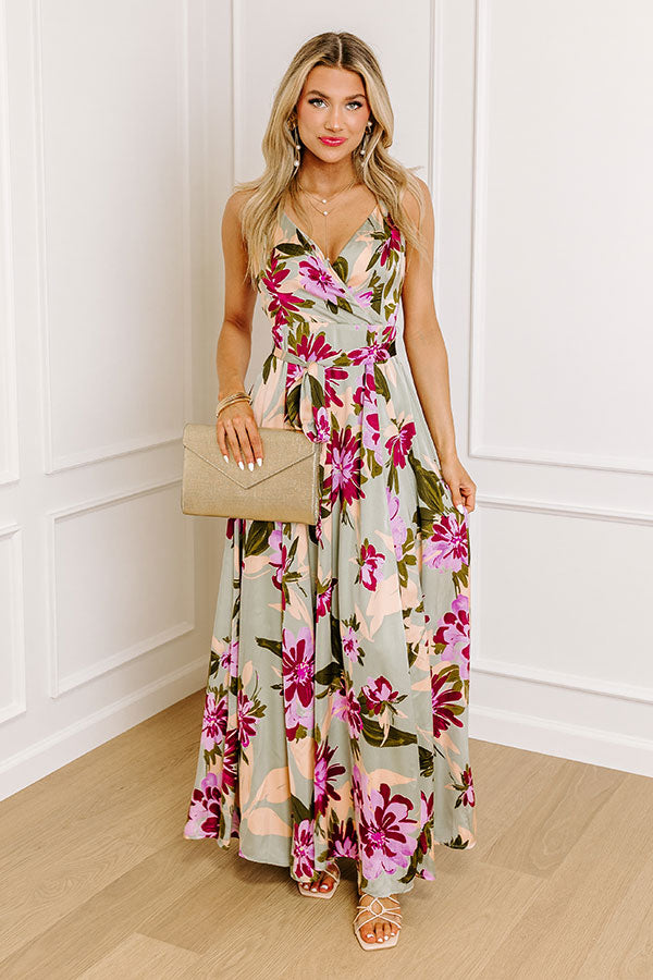 Premium Serendipity Floral Satin Maxi Dress