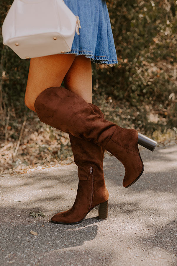 Premium Aria Faux Suede Knee High Boots in Chocolate - Ultimate Style & Comfort