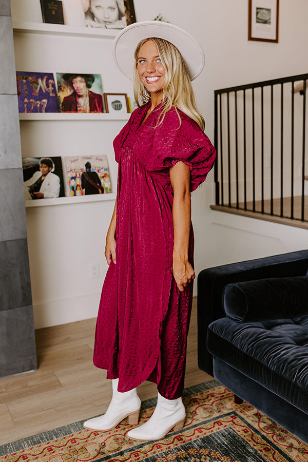 Premium Wine Tasting Ready Midi Dress in Sangria - Ultimate Fall Style