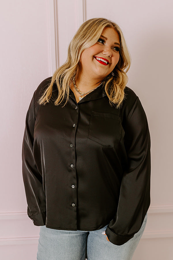 Premium Satin Elegance Top - Black Curves Collection