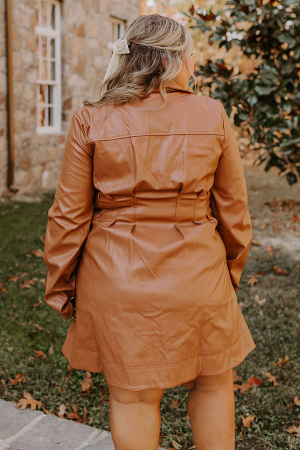 Ultimate Chic Faux Leather Dress - Camel Curves Edition