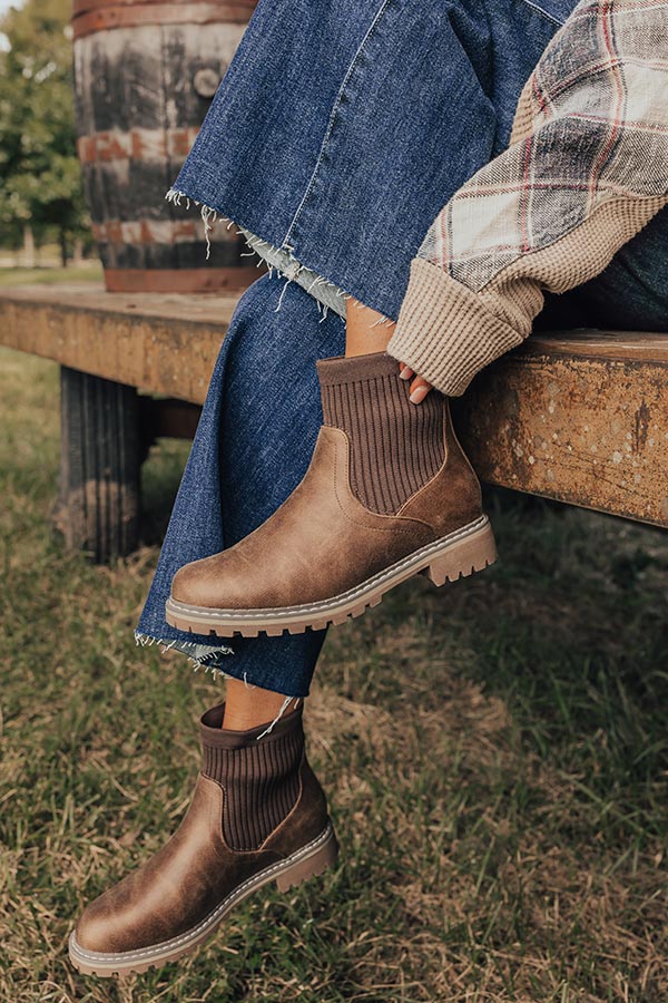 Premium Chestnut Faux Leather Bootie - Ultimate Comfort & Style