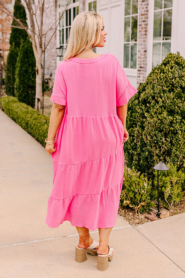 Ultimate Chic: Pink Curves Midi Dress