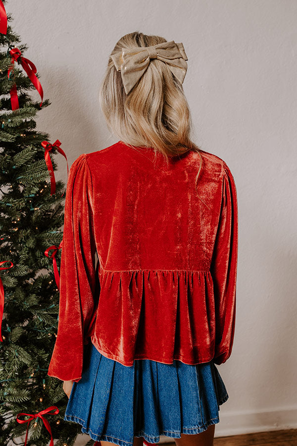 Premium Velvet Front Tie Top - Scarlet Elegance