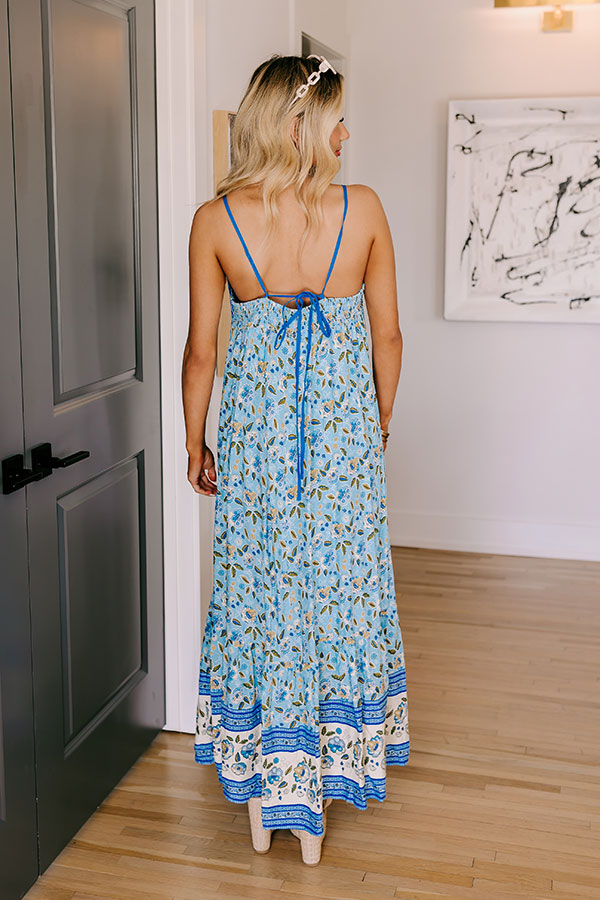 Premium Sky Blue Floral Maxi Dress - Ultimate Summer Style