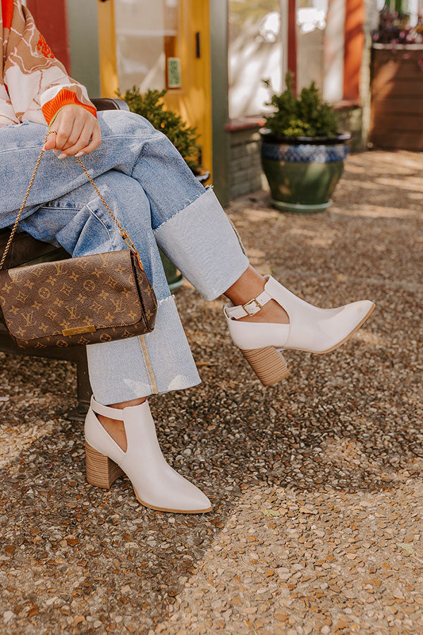 Premium Madelyn Faux Leather Bootie in Ivory - Ultimate Style & Comfort