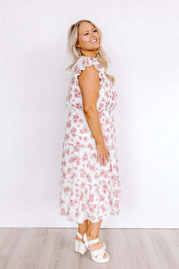 Premium Romantic Smocked Midi Dress - Promise Me Dear