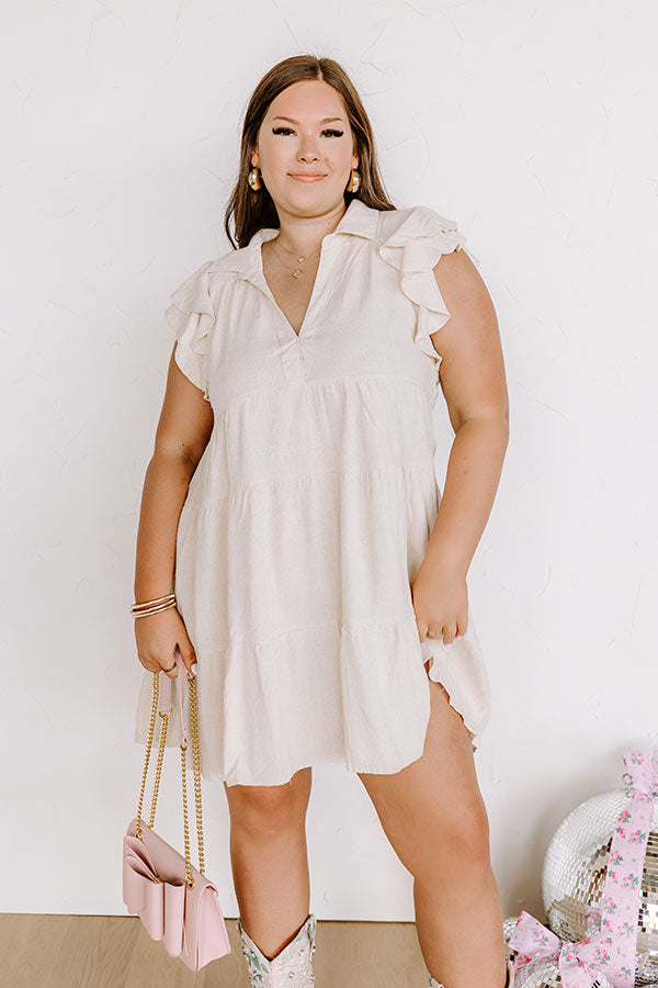 Ultimate Linen-Blend Babydoll Dress - Stone Curves