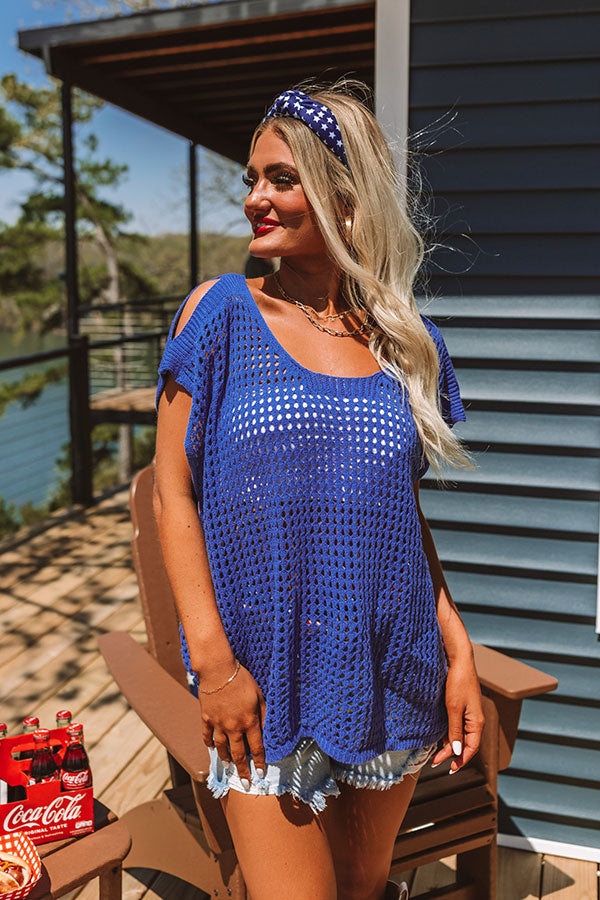 Premium Lake Life Knit Top - Royal Blue