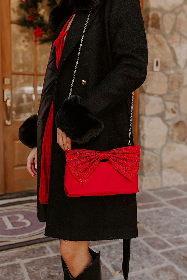 Premium Satin Glam Purse with Rhinestone Bow