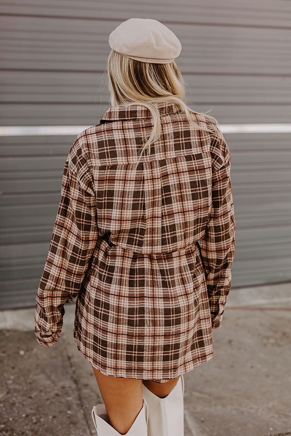 Premium Pumpkin Patch Cutie Flannel Romper - Ultimate Brown Chic