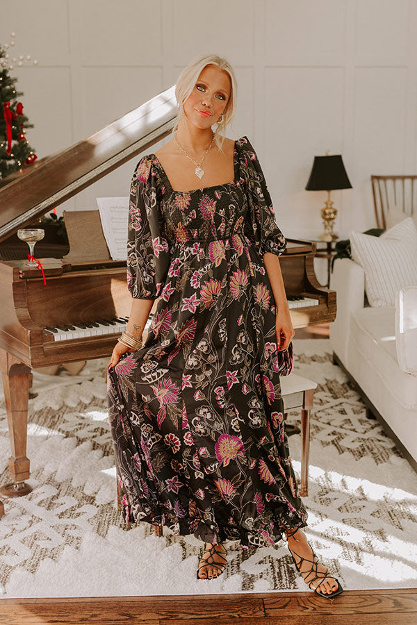 Ultimate Autumn Encounters Satin Floral Maxi Dress