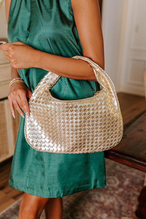 Premium Metallic Woven Handbag in Gold - Ultimate Style Upgrade