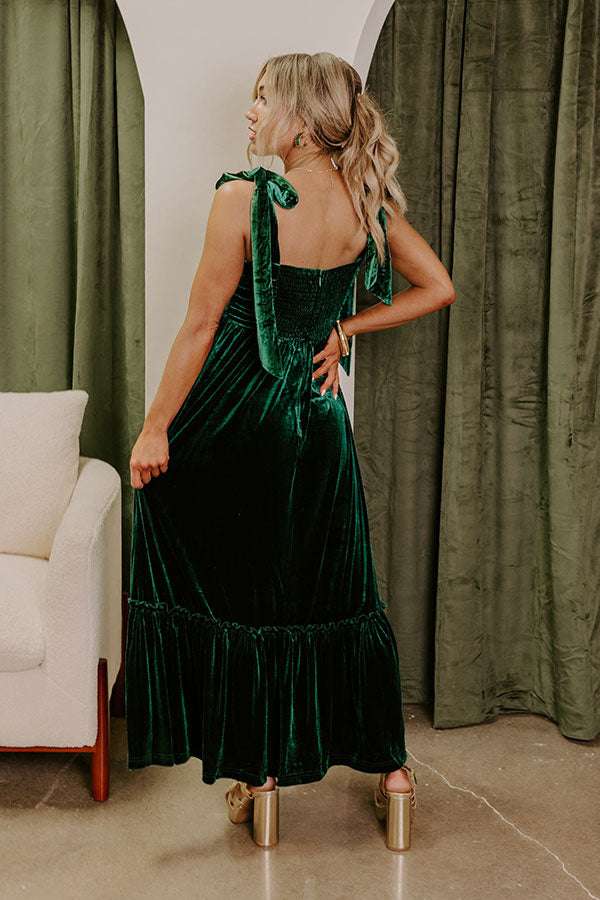 Premium Velvet Midi Dress - Hunter Green Cranberry Martini