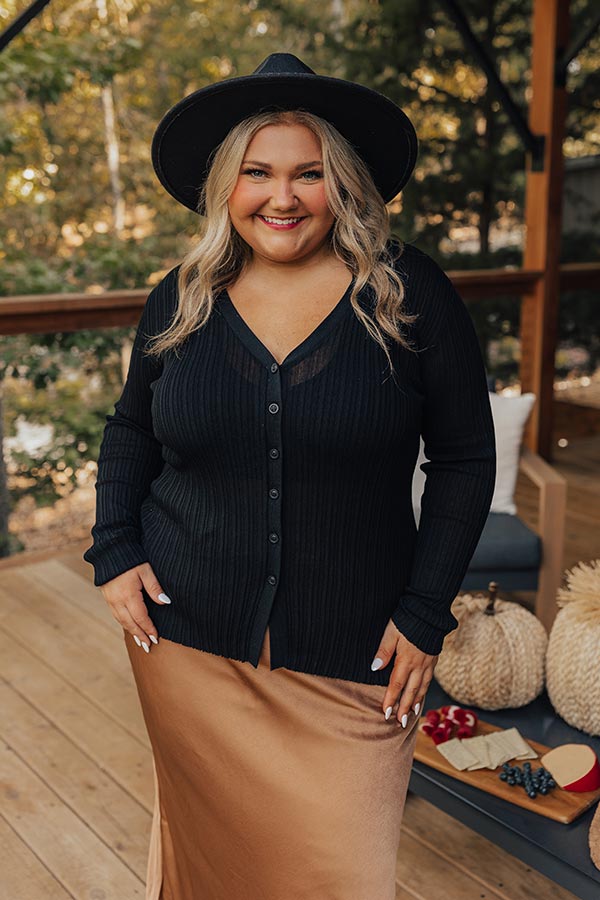 Premium Fresh Breeze Ribbed Cardigan - Black Curves | Ultimate Style & Comfort