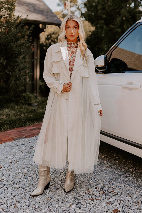 Ultimate Cream Tulle Trench Coat – Catwalk Elegance