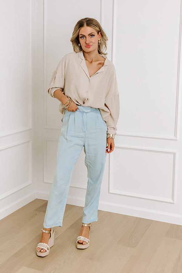 Premium Junie High Waist Chambray Pants - Ultimate Comfort & Style