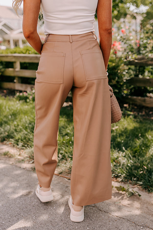 Premium Reagan High Waist Faux Leather Pants in Camel - Ultimate Style Upgrade