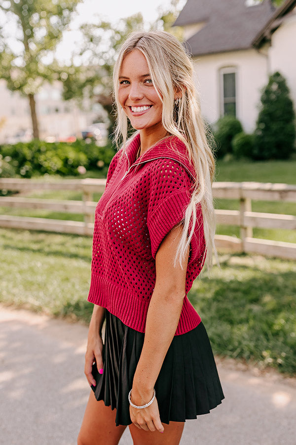 Premium Cozy Lifestyle Knit Top - Red