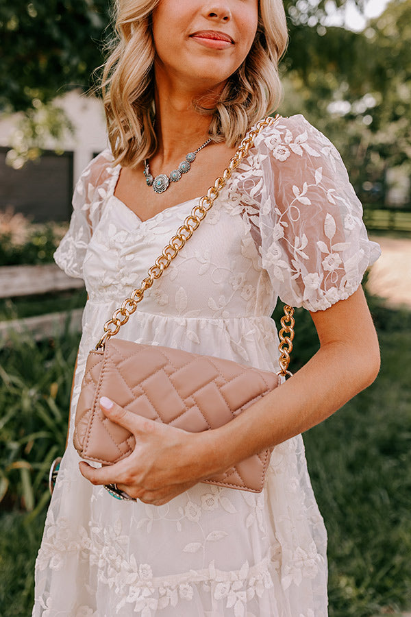 Premium Quilted Faux Leather Purse in Warm Taupe - Chic & Versatile