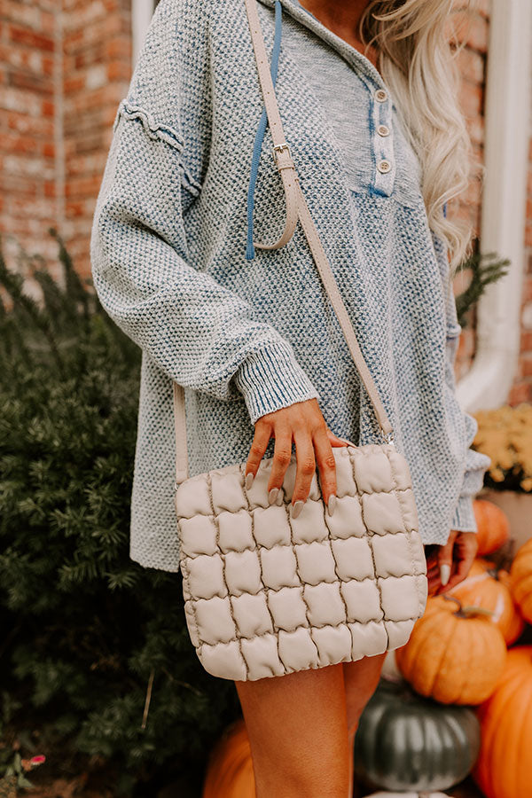 Ultimate Park Avenue Quilted Faux Leather Shoulder Bag in Beige