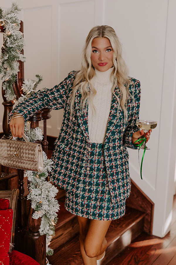Premium Tweed Blazer in Teal - Elevate Your Style