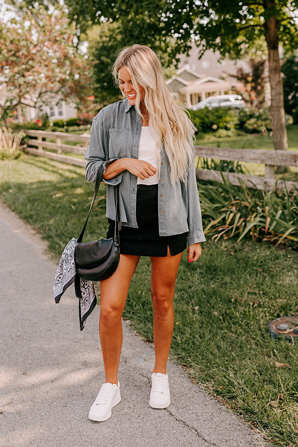 Premium Casual Chambray Button-Up Shirt in Charcoal - Ultimate Style Upgrade