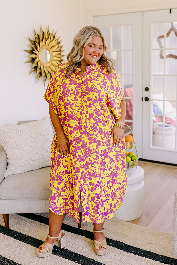 Ultimate Resort Floral Caftan Dress - Midi Fit for Curves