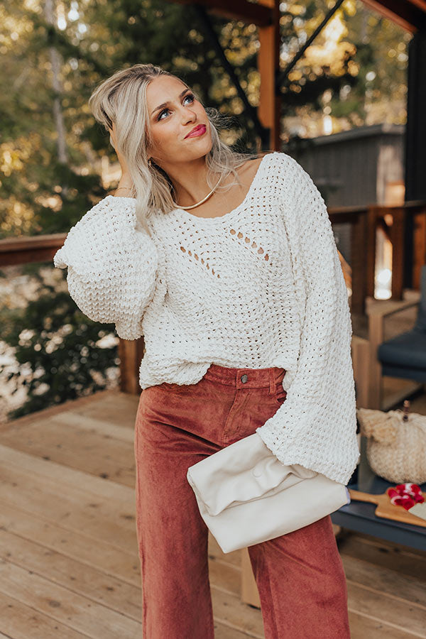 Ultimate Cozy Harvest Season Knit Sweater in Ivory