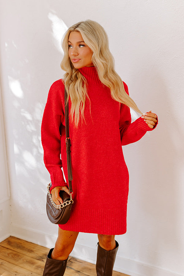 Premium Cozy Knit Sweater Dress - Ultimate Red Style