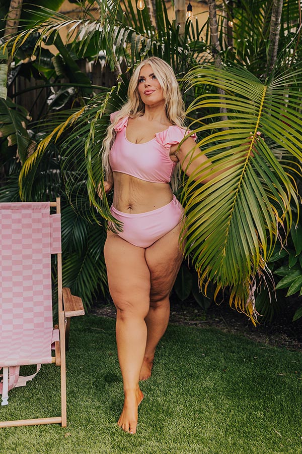 Premium High Waist Bikini Bottom - Coastal Chic Curves