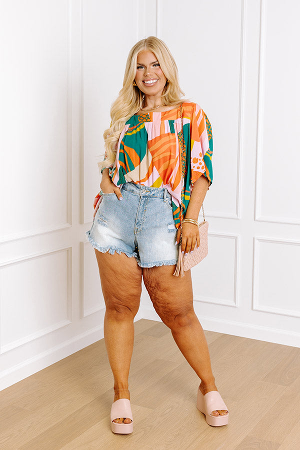 Premium Tropical Vibes Shift Top - Green Curves Edition