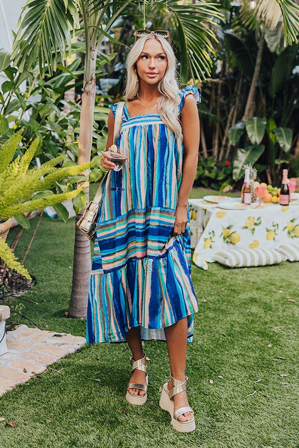 Ultimate Royal Blue Stripe Midi Dress