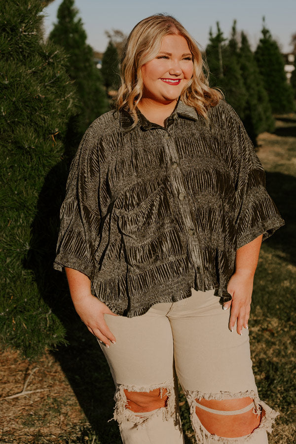 Premium Roman Holiday Velvet Top - Martini Olive Curves