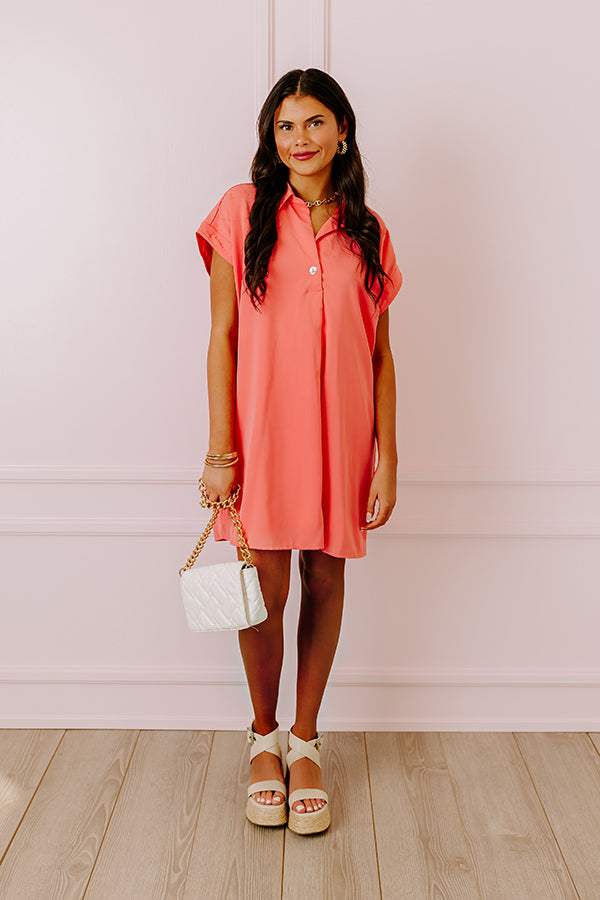 Ultimate Effortless Radiance Shift Dress - Coral