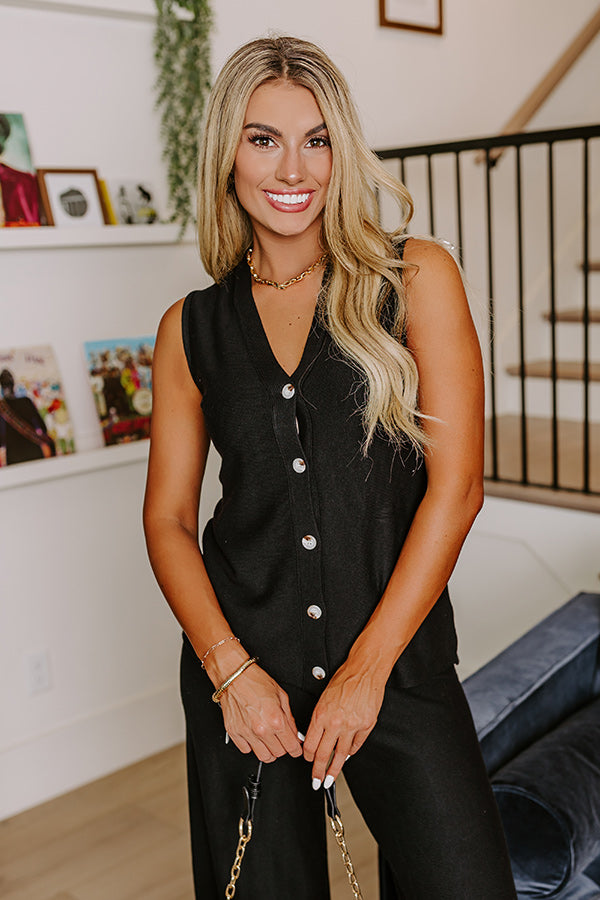 Premium Uptown Brunch Knit Vest Top - Ultimate Black Staple