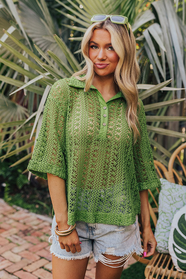 Premium Adventure Seeker Crochet Top - Vibrant Lime