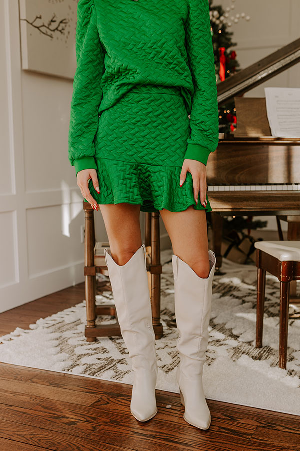 Premium Holiday Cocktails High Waist Quilted Mini Skirt