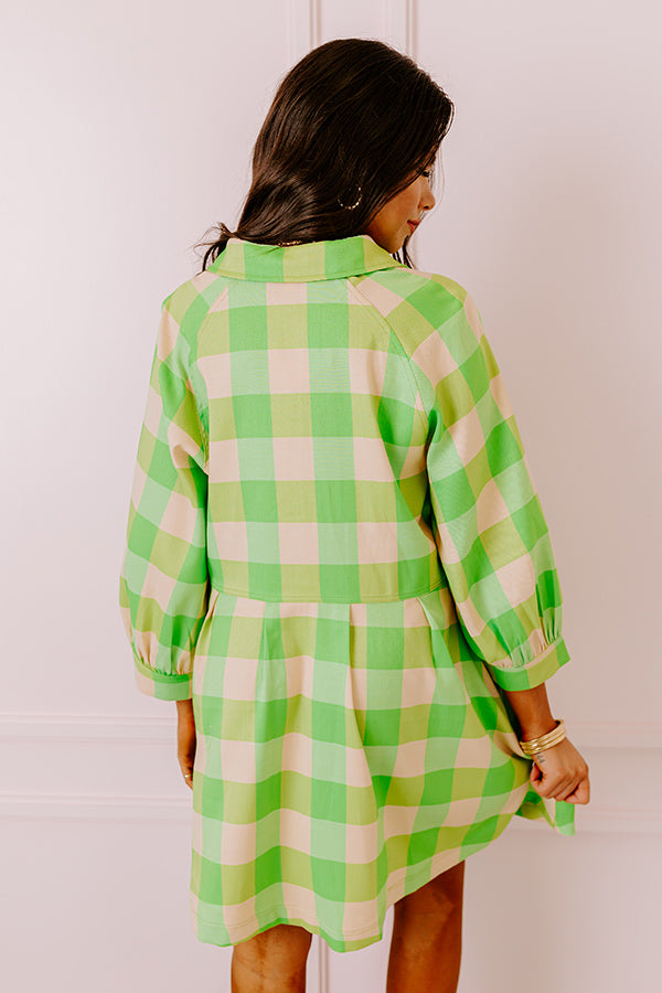 Ultimate Lime Picnic Mini Dress - Relaxed & Stylish