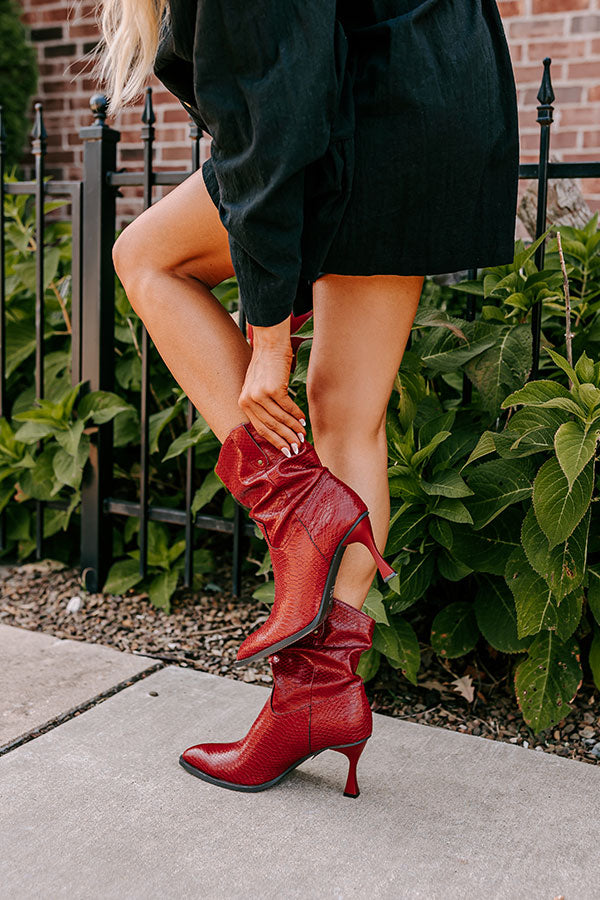 Premium Eliza Faux Leather Bootie in Rich Wine