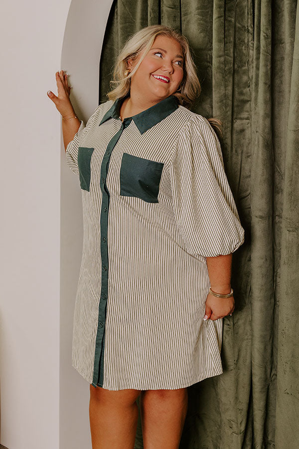 Ultimate Country Club Cutie Button Down Mini Dress | Deep Forest Curves