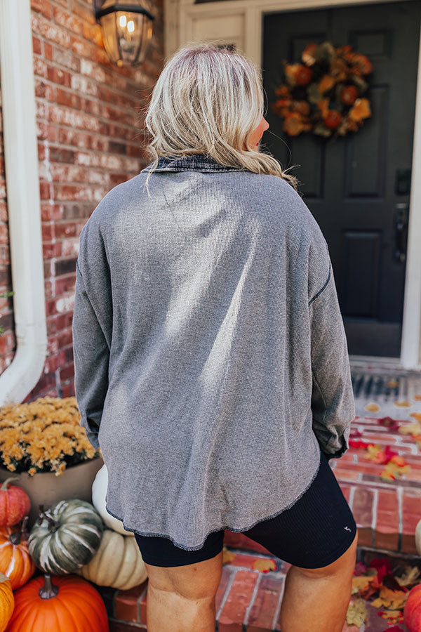 Premium Campfire Stories Waffle Knit Button-Up | Grey Curves Edition