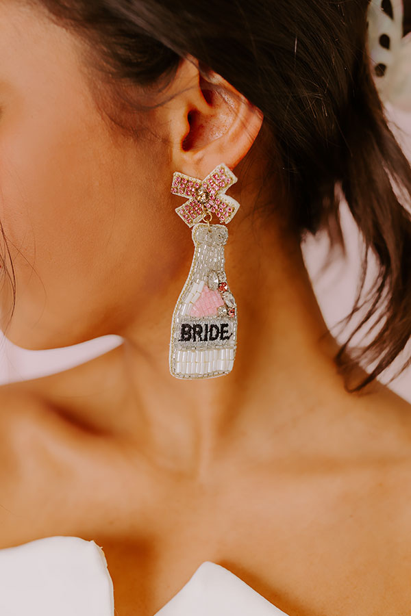 Premium Bride Toast Silver Earrings