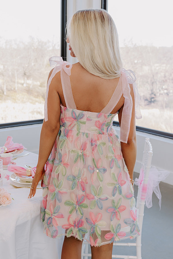 Premium Twilight Blush Embroidered Mini Dress